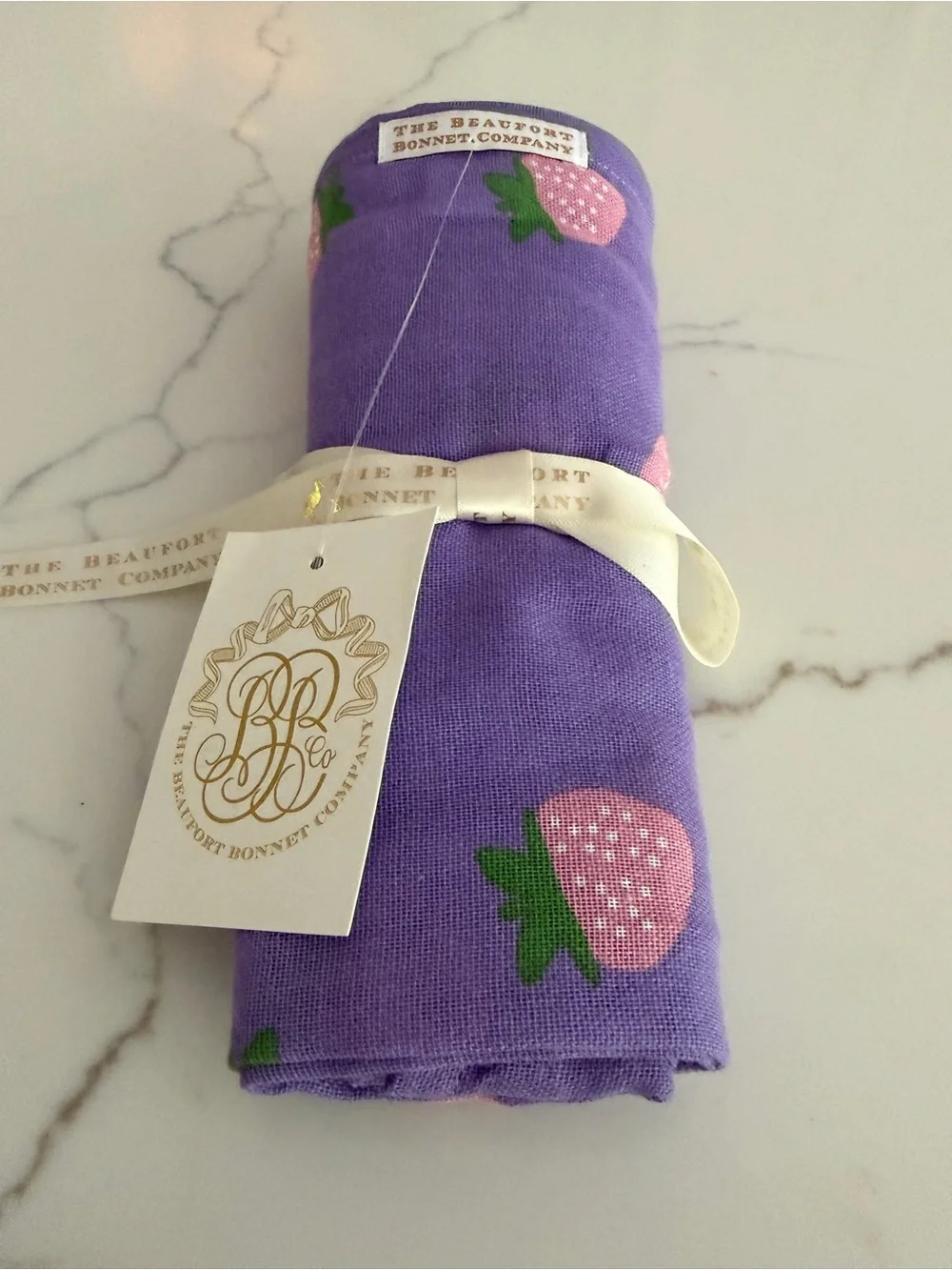 The Beaufort Bonnet Company Silent Night Swaddle in Purple Strawberry Print